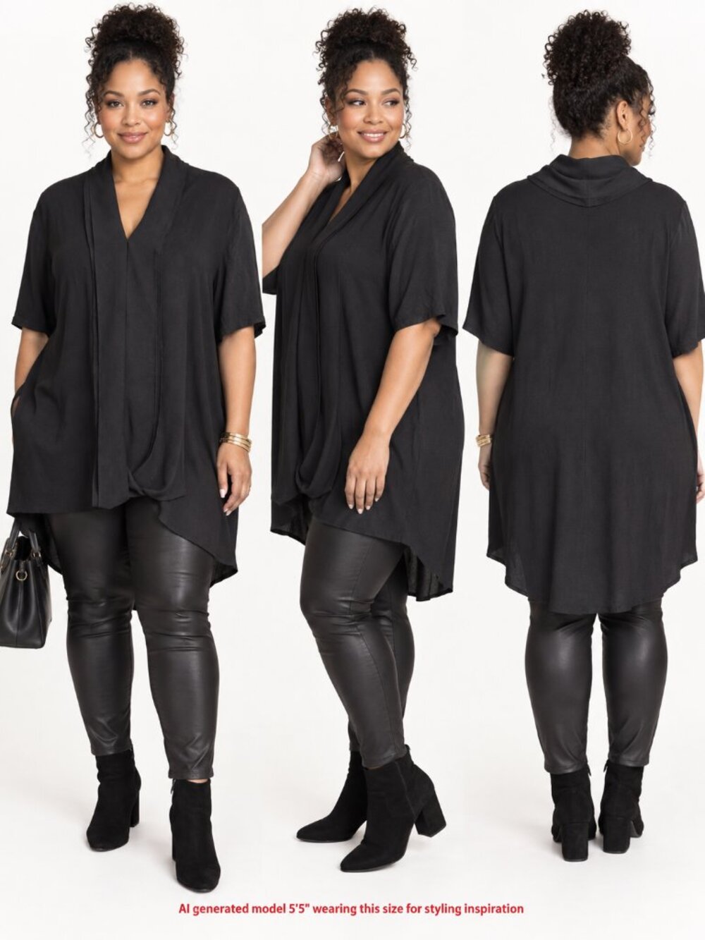 H by Halston black high-low tunic top, size 1X.